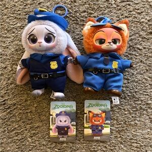 Miniso Zootopia Officer Judy Nick Keychain Plush Set Disney Labubu Vinyl Bundle
